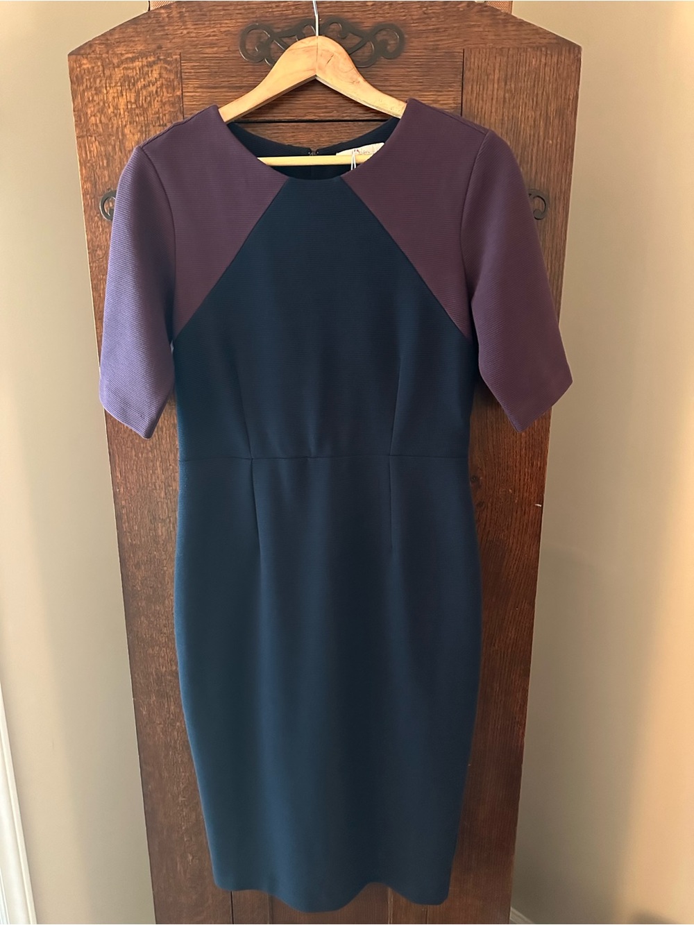 NWT Boden Poppy Ottoman Ponte Navy and Fig Colorblock Sheath Dress Size 8R - Picture 5 of 11